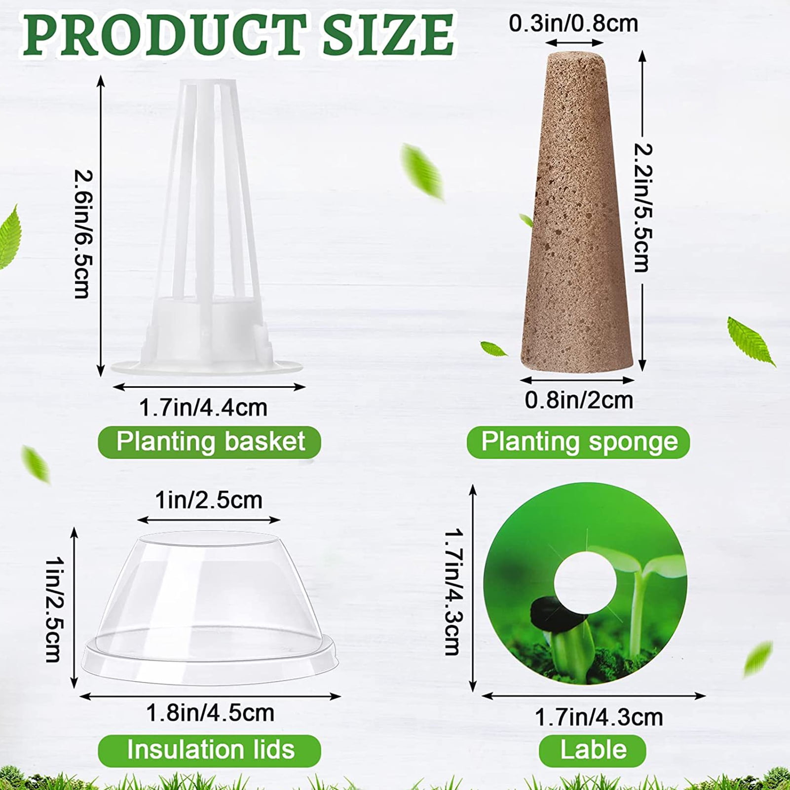 Huanledash 120Pcs Hydroponic Growing Kit for Aerogarden Hydroponics Garden Accessories Include Replacement Grow Baskets Plant Sponges Labels Stickers