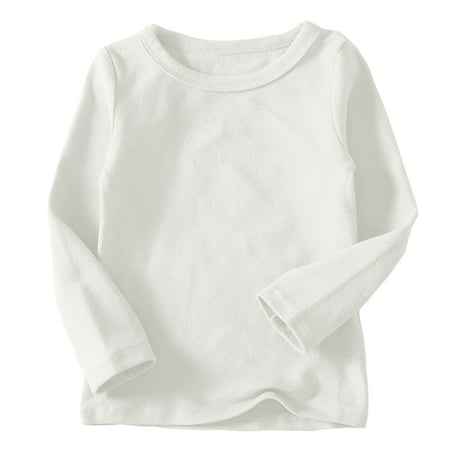 

HAiming Toddler Kids Boys Girls Shirts 2024 Fall Trendy Solid Color Round Neck Long Sleeve Casual Basic Blouse Tops