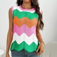 thumbnail image 4 of AherBiu Summer Vests for Women Color Blocked Crewneck Knitted Sleeveless Sweater Pullover Tops, 4 of 7