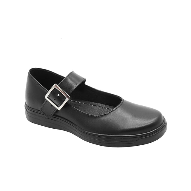Zapato Escolar Piel Para Niña Super Cómodos Hebilla 22-26 negro 24
