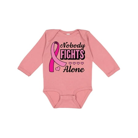 

Inktastic Breast Cancer Awareness Nobody Fights Alone Pink Ribbon Gift Baby Boy or Baby Girl Long Sleeve Bodysuit