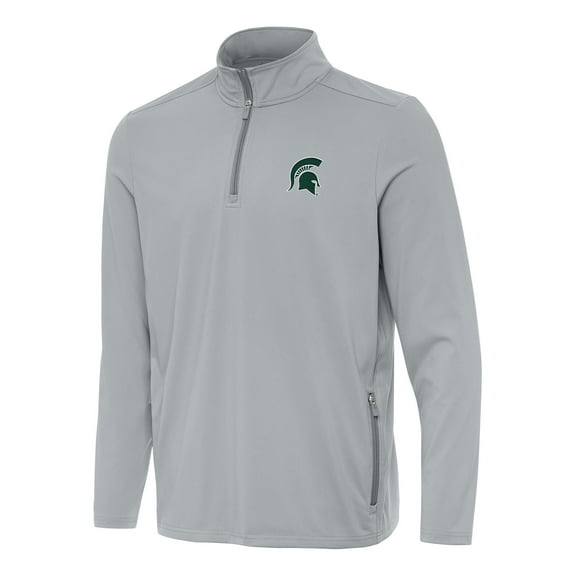 Men's Antigua  Gray Michigan State Spartans Perilous Quarter-Zip Sweatshirt