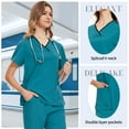 thumbnail image 3 of VIAOLI Scrubs Sets for Women - Stretch V-Neck Top & Drawstring Pants Medical Uniform, 10 Colors, 3 of 6