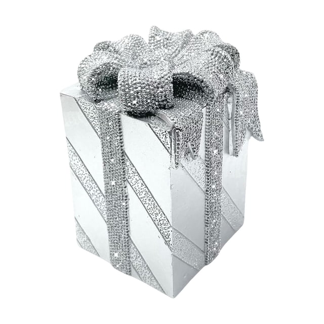 Caja de regalo de resina decorativa, adorno de arco, escultura, recuerdo de fiesta para decoración del hogar Astilla