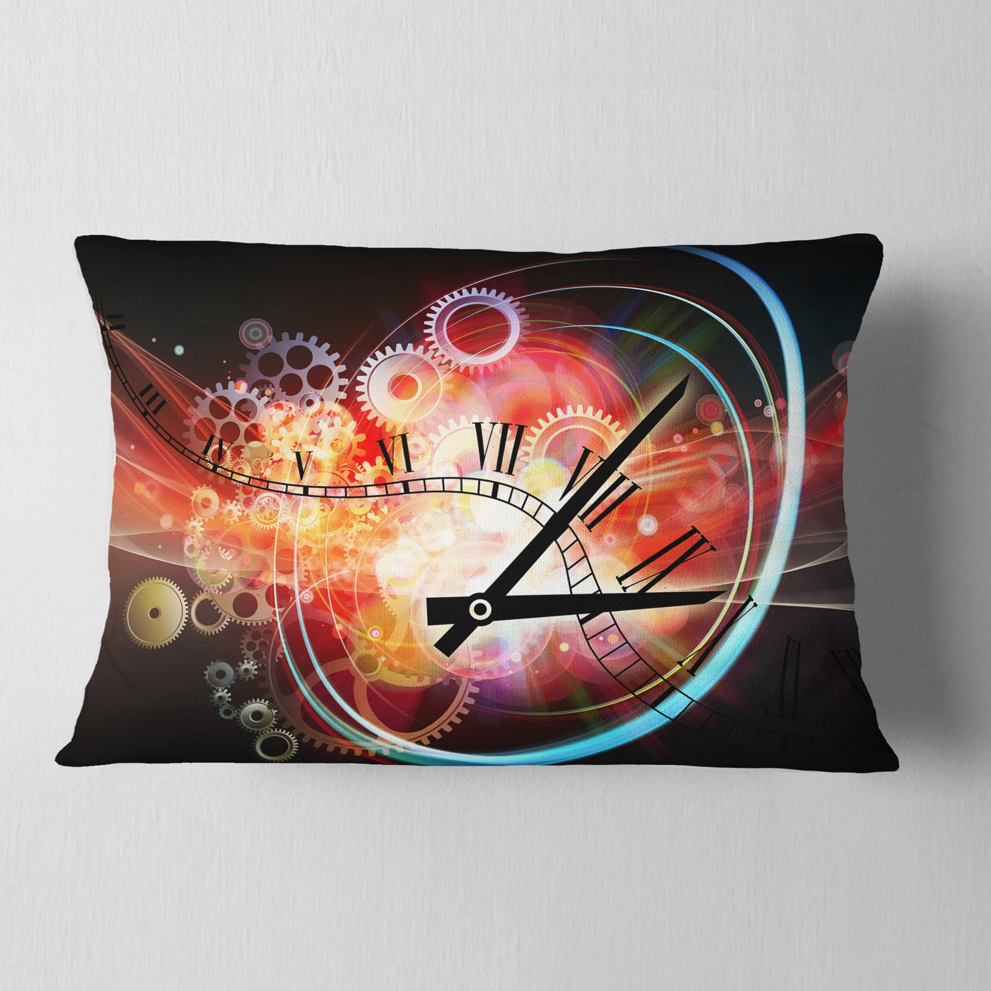 Designart Interesting Clock - Contemporary Throw Pillow - 12x20