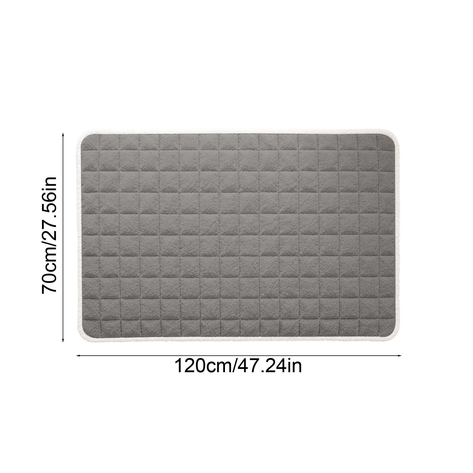 Thick Plush Sofa Cushion 70x120cm, Non-Slip Winter Seat Pad, Straight-Line Design Fixed with Straps, Soft Gray Polyester, for Living Room Couch Decor