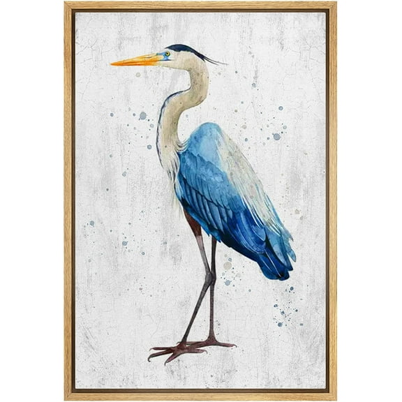 wall26 Framed Canvas Print Wall Art Vibrant Pastel Watercolor Crane Bird Nature Wilderness Illustrations Modern Art Decorative Rustic Relax/Calm for Living Room, Bedroom, Office - 24"x36" N