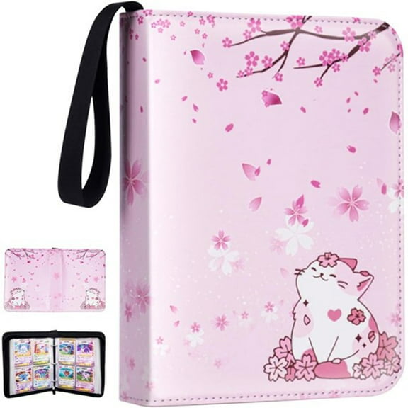 Card Binder for Girls Gifts, 4 Pocket Collectible Trading Cards Holder with 55 Sleeves, Holds 440 Cards