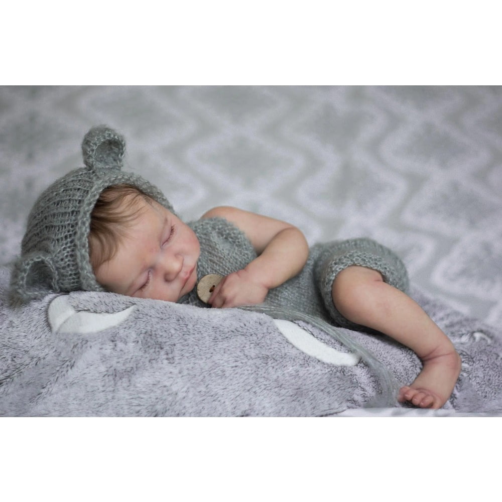 18inch Levi Full Body Newborn Baby Doll Reborn Sleeping Flexible 3D Skin Tone with Visible Veins Hand Root Hair Doll