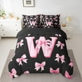 thumbnail image 2 of Castle Fairy Alphabet Bowknot 7pcs Bedding Comforter Set,Pink Bow Queen Bedding Sets Super Cozy,Monogrammed Letter Queen Sheet Sets,Luxury Girls Bedroom Decor,Reversible, 2 of 8
