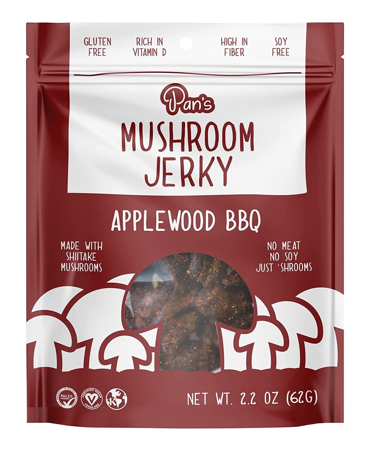 Cracked Black Pepper Mushroom Jerky – 100% Plant-Based Vegan Snack, 6 Pack