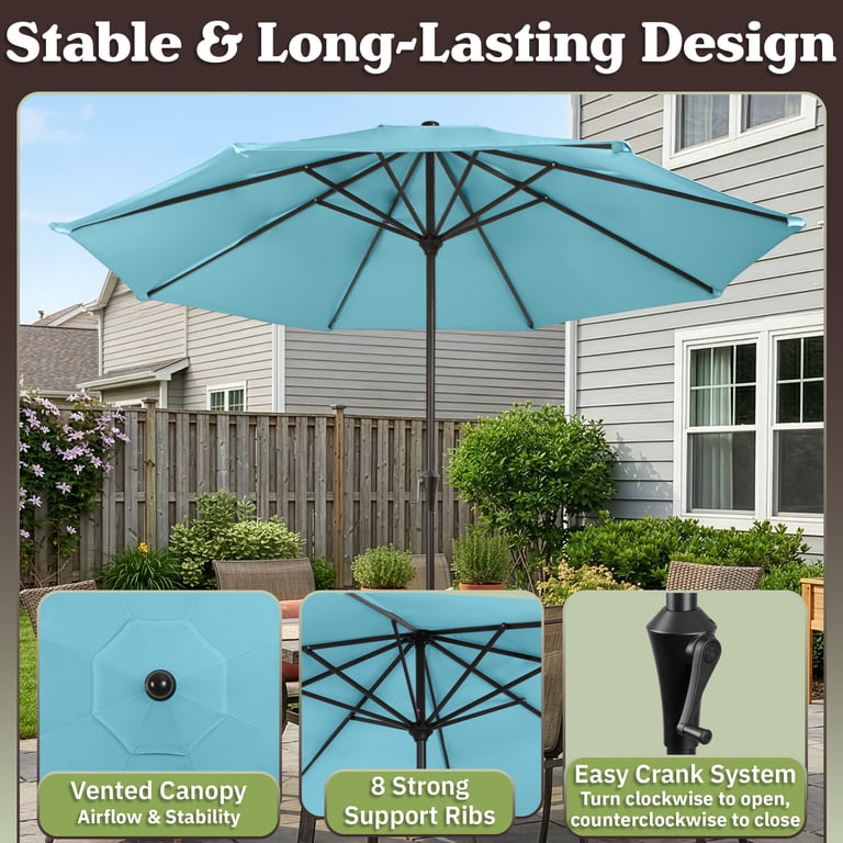 easy open patio umbrella Punchau 6 Ft Outdoor - Aqua Market Umbrella, Open/Close Wind VentThe vent on the top of this is designed to promote air circulation and keep you cool and comfortable on hot summer days Pure Garden 10 ft. Steel