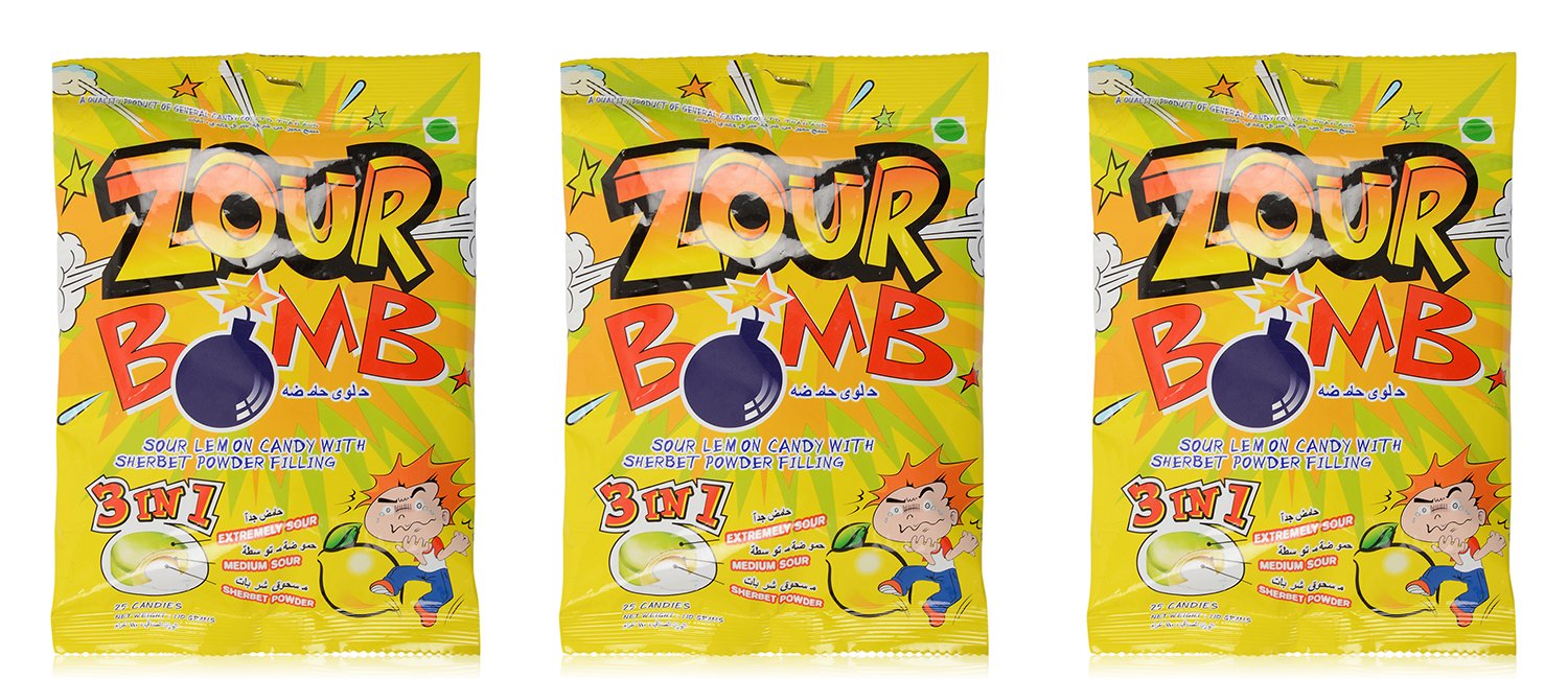 Zour Bomb Candy, Lemon, 110g (Pack of 2)