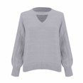thumbnail image 1 of WTXUE V Neck Pullover Sweater Tunic Sweatshirt Casual Sweaters Choker Neck Cut Out Fall Pullover Sweaters Oversized Drop Shoulder Knit Tops Mesh Sweaters Basic Tops Long Sleeve Sweater Grey S, 1 of 9