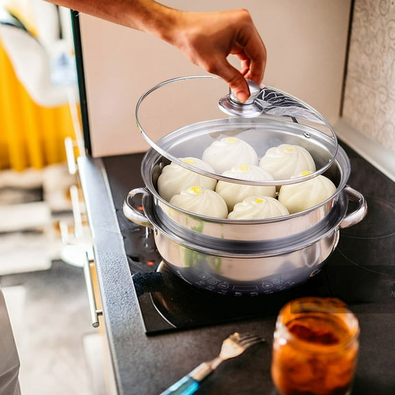 Cooking Pot Steam Clothes Steamer Dumpling Steamer Steam Pots For Seafood Soup Stew Pot Korean Ramen Noodle Pot Round Household Steamers Stainless Steel Metal High-quality