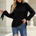 thumbnail image 2 of Gibobby Suéter para mujer, Suéteres de otoño para mujer 2023 de gran tamaño, cuello alto grueso, suéter de punto grueso(Negro,CH), 2 of 5