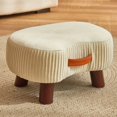 thumbnail image 1 of Reposapiés con asa, reposapiés elegante reposapiés pequeño con patas de madera, reposapiés de tela rectangular para adultos con borde de cascada, 1 of 5