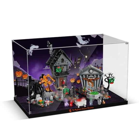 Acrylic Display Case for Lego Tim Burton's The Nightmare Before Christmas, Dustproof Display Box Compatible with Lego 21351 (ONLY Box, NOT Model)