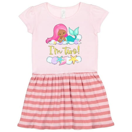

Inktastic I m 2 Mermaid with Pink Hair and Shells Gift Toddler Girl Dress