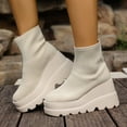 thumbnail image 4 of Wowcloth Women's Fashion Casual Winter Ankle Boots – Elastic Cuff Round Toe with Chunky Wedge Heel for Everyday Winter Wear, 4 of 9