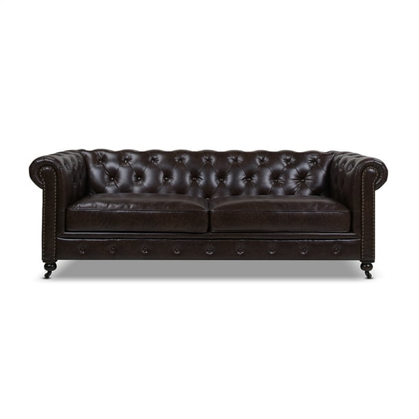Jennifer Taylor Home Winston Tufted Chesterfield Sofa Vintage Brown