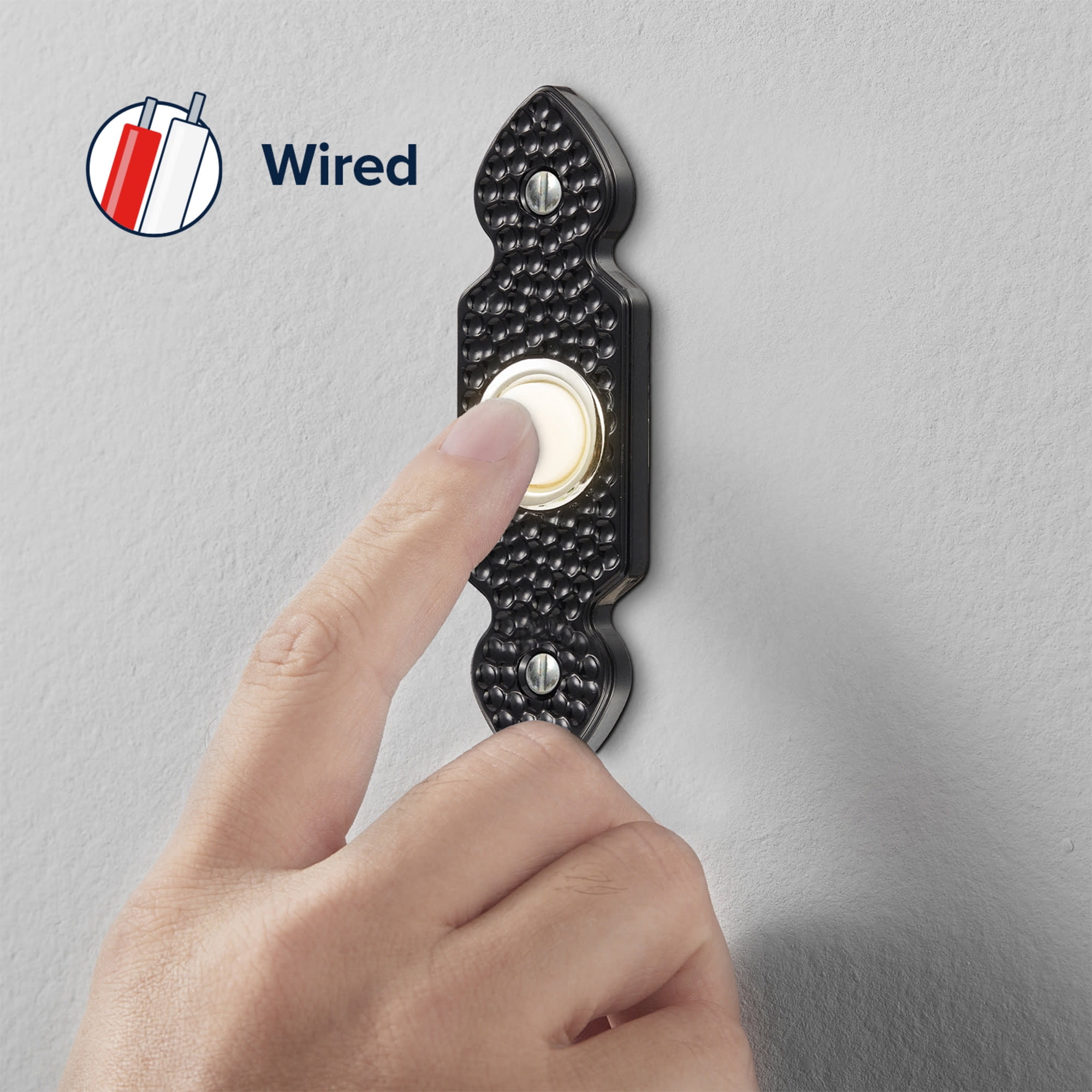Globe Electric 91008662 Heath Zenith Plastic Wired Lighted Push Doorbell Button - Black