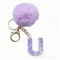 thumbnail image 4 of CaiYueKe 26 Letter Initial Keychain with Purple Pom Poms - Velvet Pendant Charm for Backpack Purse, Alphabet Jewelry Gift for Women Men Friends Holiday Party Decoration, 4 of 6