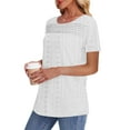 thumbnail image 3 of fatyb Summer Tops for Women Casual Eyelet Embroidery Shirts Short Sleeve Lightweight Beach Tunic Blouses, 3 of 6