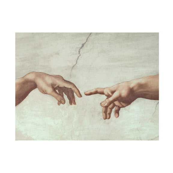 Trademark Fine Art Michelangelo Hands of God Canvas Wall Art - 18x24