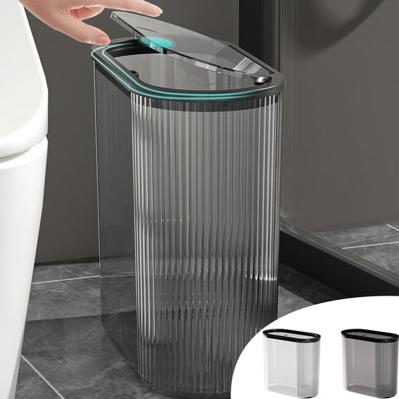 Kitchen Trash Can, Step-On Garbage Can with Lid, Tall Kitchen & Bathroom Trash Can, Small Office Waste Bin, Clear - Xuniizn