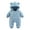 Sky Blue, variant on Newborn Baby Infant Fleece Jumpsuits Long Sleeve Button up Cute Ear Hooded Fuzzy Plush Rompers