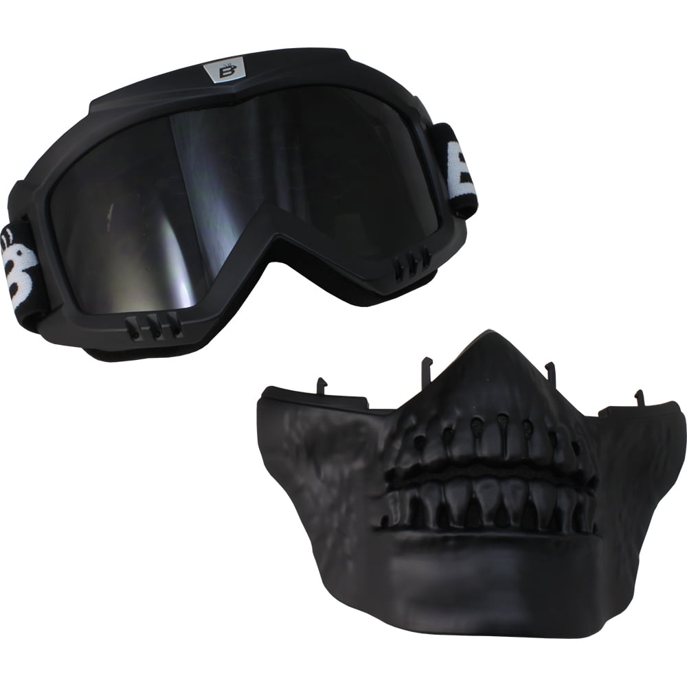 Birdz Skullbird Black Padded ATV Motorcycle Riding Goggle