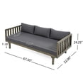 thumbnail image 2 of Miekor Furniture Acacia Wood Patio Furniture Set, Outdoor Grey Finish 3 Seater Daybed(with Water Resistant Thick Cushions)and Round Coffee Table, Dark Grey Cushion MK8724, 2 of 12