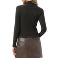 thumbnail image 3 of INSPIRE CHIC Women's Turtleneck Knit Top Asymmetric Slim Fit Basic Thermal Shirts M Dark Grey, 3 of 6