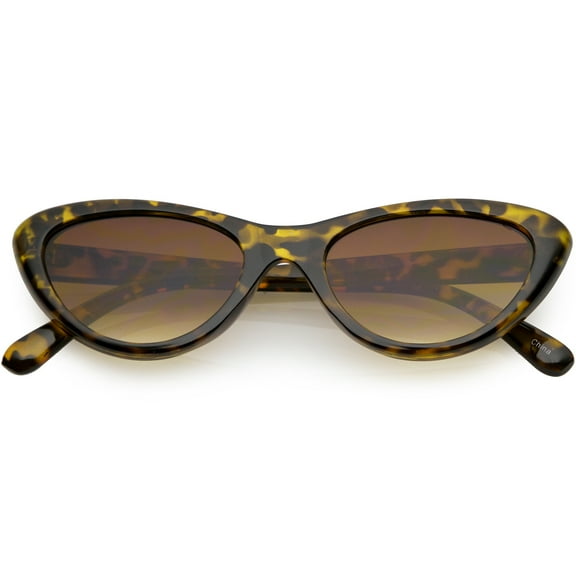 Small Retro Cat Eye Sunglasses Neutral Colored Lens 49mm (Tortoise / Amber)