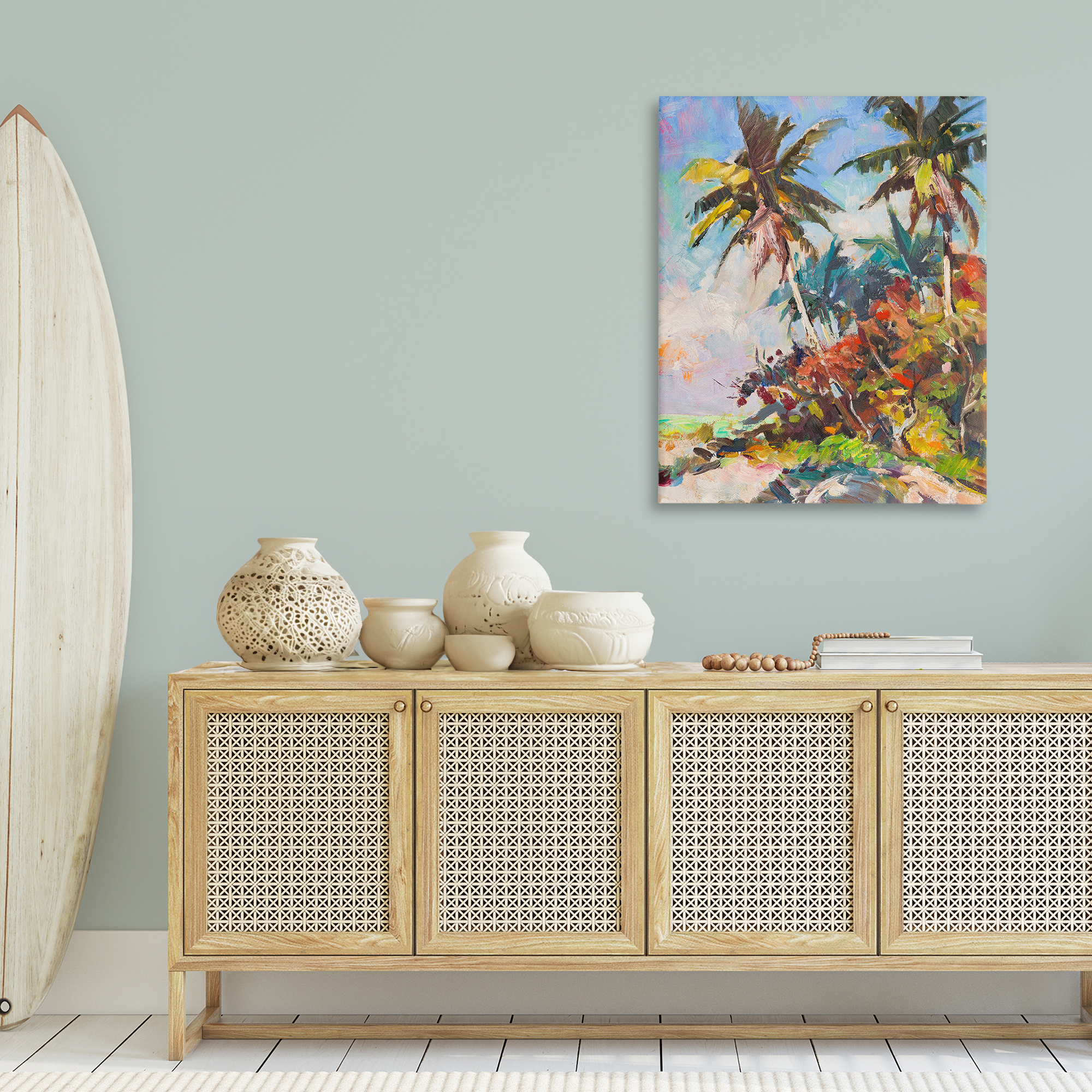 Stupell Industries Vivid Palm Nature Landscape Painting Gallery Wrapped Canvas Art Print Wall Art, 30 x 40