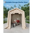 thumbnail image 2 of Kicctian 6x6 ft Outdoor Portable Carport, 220G PE Tarp with Roll-Up Zipper Door & Vent, Car Tent Outdoor Shelter for Motorcycle, Bike, Firewood, Garden Tools, Khaki, 2 of 7