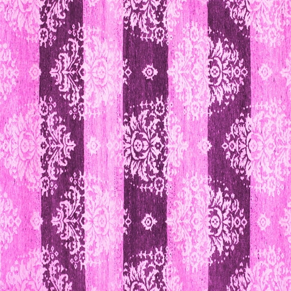 Ahgly Company Indoor Square Abstract Pink Contemporary Area Rugs, 7' Square