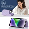 thumbnail image 6 of Feishell Back Wallet Case for iPhone 13, RFID Blocking Premium PU Leather Flip Cover with Card Slots Holder Magnetic Buttons TPU Bumper Shockproof Case for iPhone 13, Purple, 6 of 7