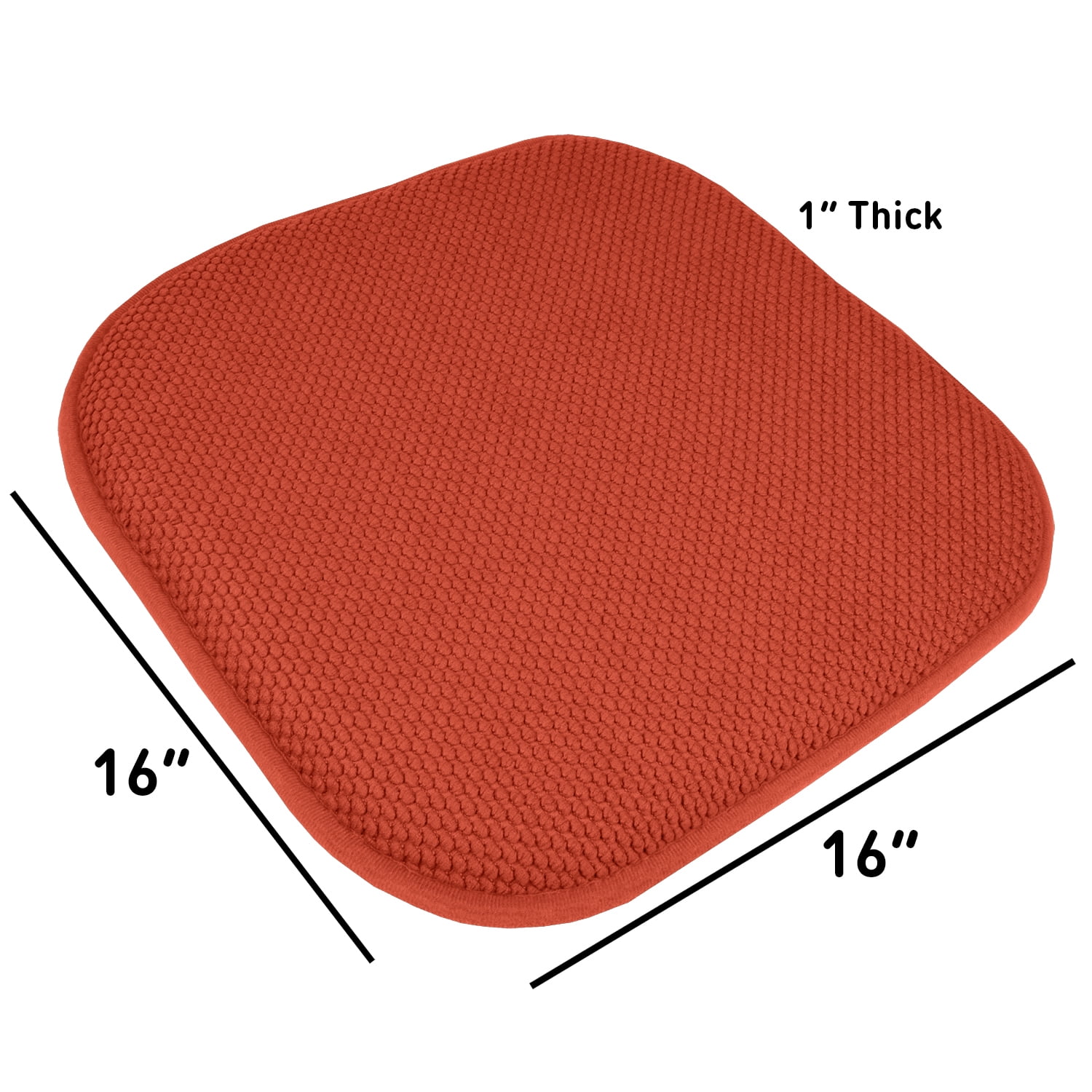 Memory Foam Honeycomb Non-Slip Back 16" x 16" Chair Cushion Pad 2, 4, 6, 12 Pack