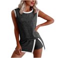 thumbnail image 2 of Xuyuer Summer Tank Top for Women Colorblock Solid Color Lounge Fitness Skirt Ribbed Knit Lined Outfits Split Matching Bodysuit Set, 2 of 8