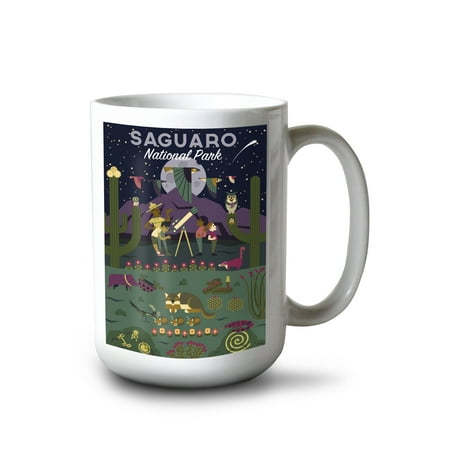 

15 fl oz Ceramic Mug Saguaro National Park Arizona Night Geometric National Park Series Dishwasher & Microwave Safe