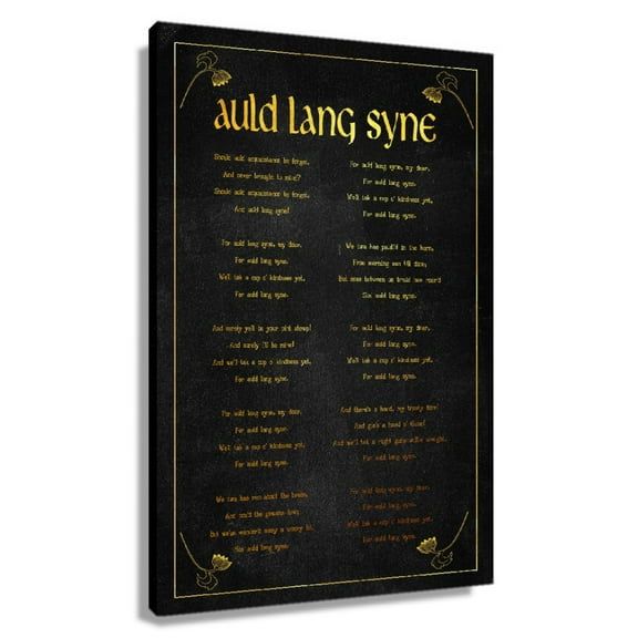 Auld Lang Syne Poem Wall Decor Robert Burns Quote Wall Art Poetry Poster Prints Modern Room Decorations Rectangular Canvas Oil Painting Pictures Framed 20x30 in