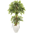 thumbnail image 1 of Nearly Natural 9392 56 in. Variegated Ficus Artificial Tree in White Planter, 1 of 1