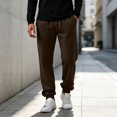 thumbnail image 3 of IAJDKMEK Men's Jogger Sweatpants Tapered Leg - Drawstring Elastic Waist Fleece Lined Solid Color Casual Lounge Pants for Men Gym,Brown XL, 3 of 8
