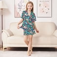 thumbnail image 6 of FORMRS Kids Short Sleeve Top and Pants Pajama Set Unisex Satin 2-Piece Sleepwear, Sizes 5-6Y, Green Cartoon Truck Pattern, 6 of 8