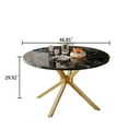 thumbnail image 2 of 47" Luxurious Round Modern Faux Marble Dining Table,Black Table with Golden Leg, 2 of 6