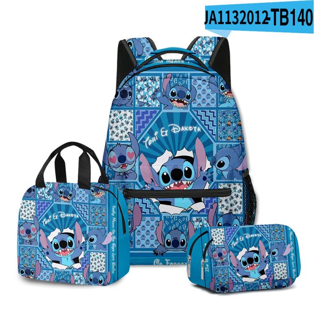 3 Pieces Stitch Backpack Suit With School Bag Lunch Bag Pencil Box, Large Capacity Backpack For Boys And Girls-week