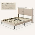 thumbnail image 3 of Full Size Bed Frame with Headboard, Under-Bed Storage, 850lbs, Beige, 3 of 7
