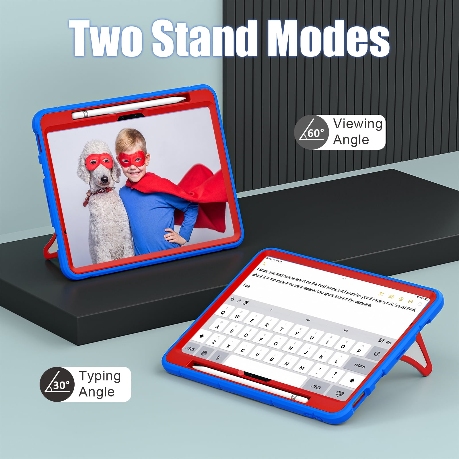 Allytechgroup iPad Air 11 Inch 2026 2025 2024 Case, Cute Stylish Design Kids Friendly Rugged Kickstand Lightweight Silicone PC Case with Pencil Holder for Apple iPad Air 11 Inch M4 M3 M2